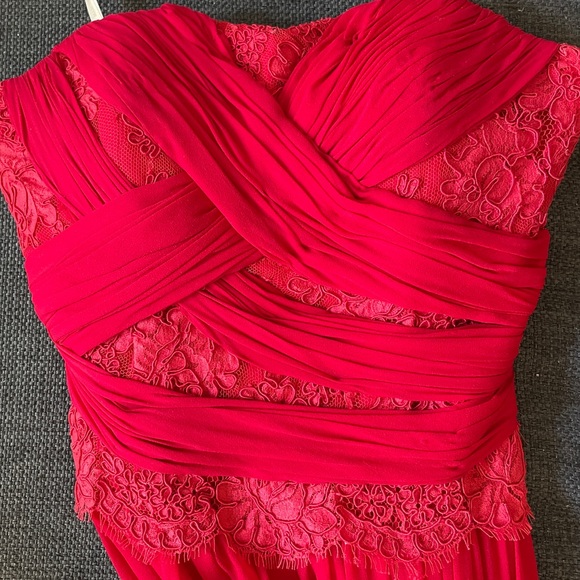 Marchesa Notte Red Silk Gown - Picture 2 of 9